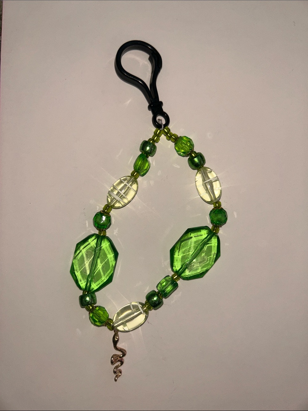Green Beaded Bracelet Keychain - Fashion Accessory